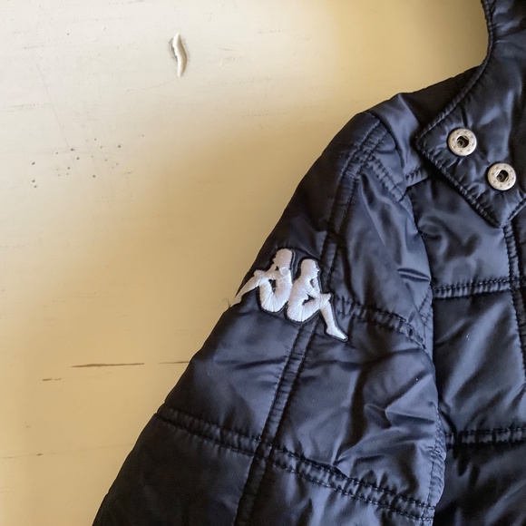 Kappa Black quilted Hooded Logo Jacket Coat Large - Picture 3 of 12